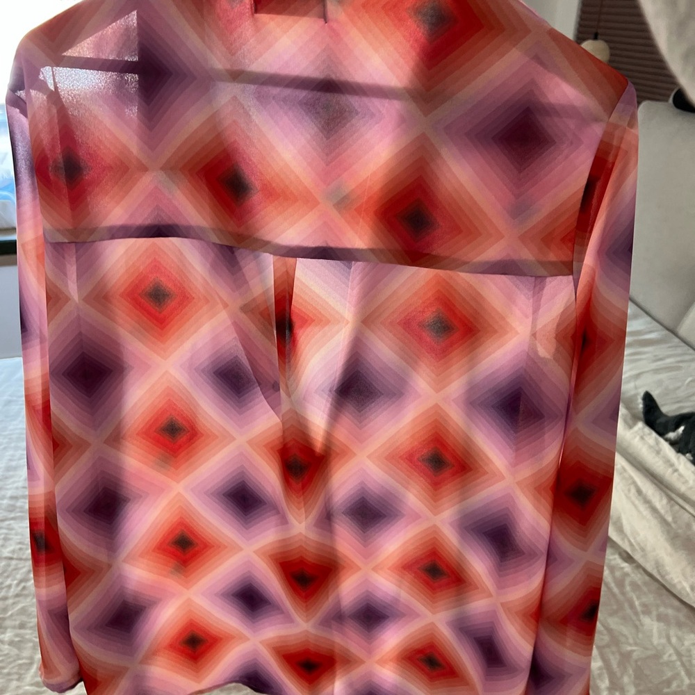 Colorful Patterned Button-Down Blouse. - image 3